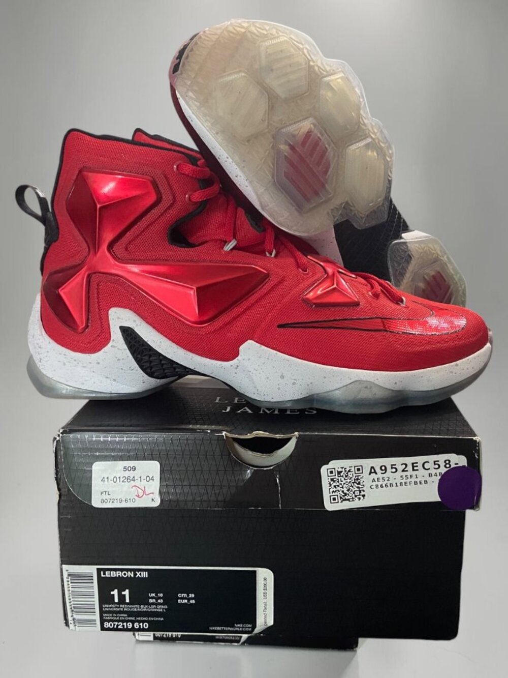 Nike Lebron XIII 13 (2015) Mens Basketball Shoe Size 11 Red White 807219 610